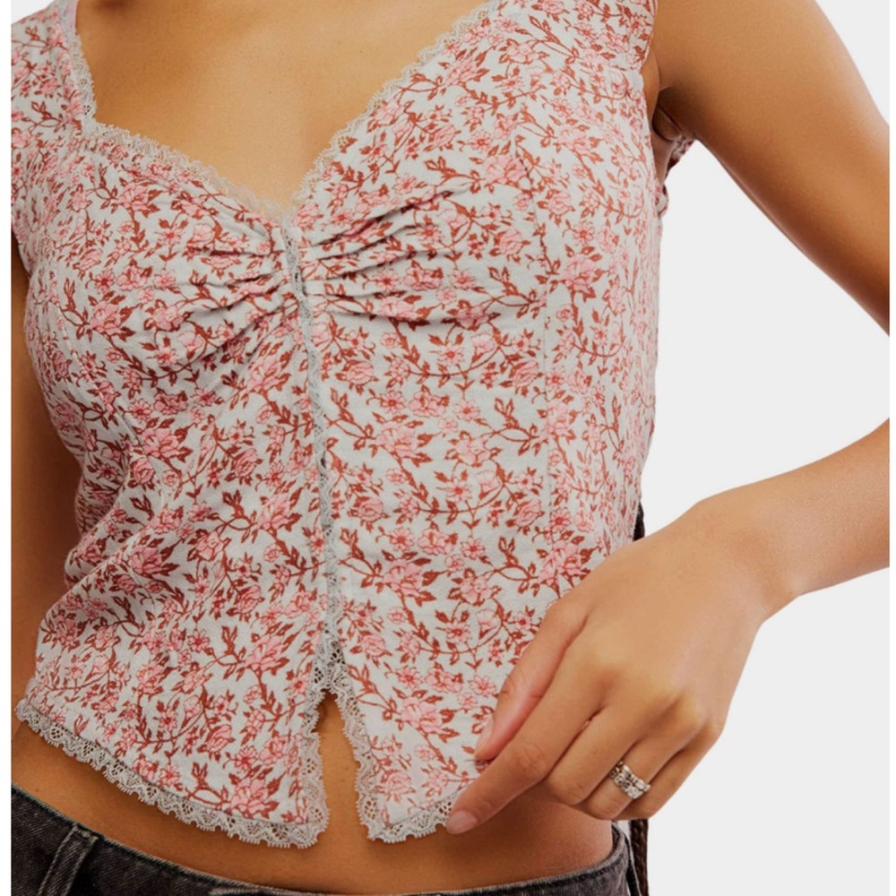 NWT Free People Faye Floral Hook and Eye Coquette Cottage Core Top Sz Med